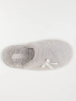Chaussons gris noeud ruban femme (36-41)