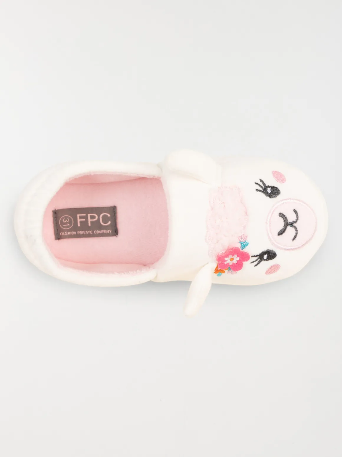 Chaussons lama 3D blanc fille (31-35)