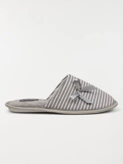 Chaussons rayés gris femme (37-42)
