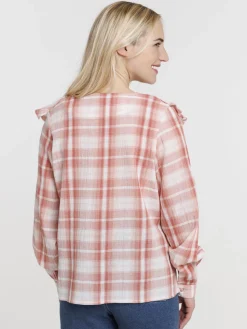 Chemise à carreaux marsala femme