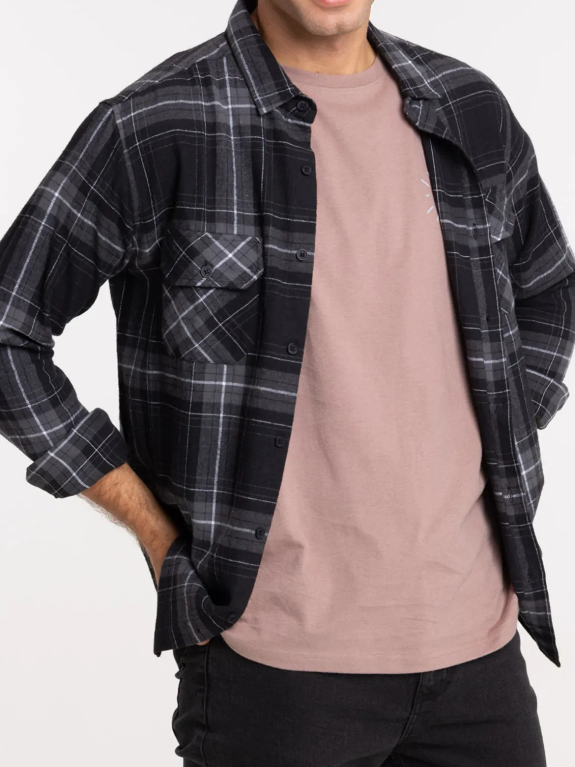Chemise à carreaux noir homme