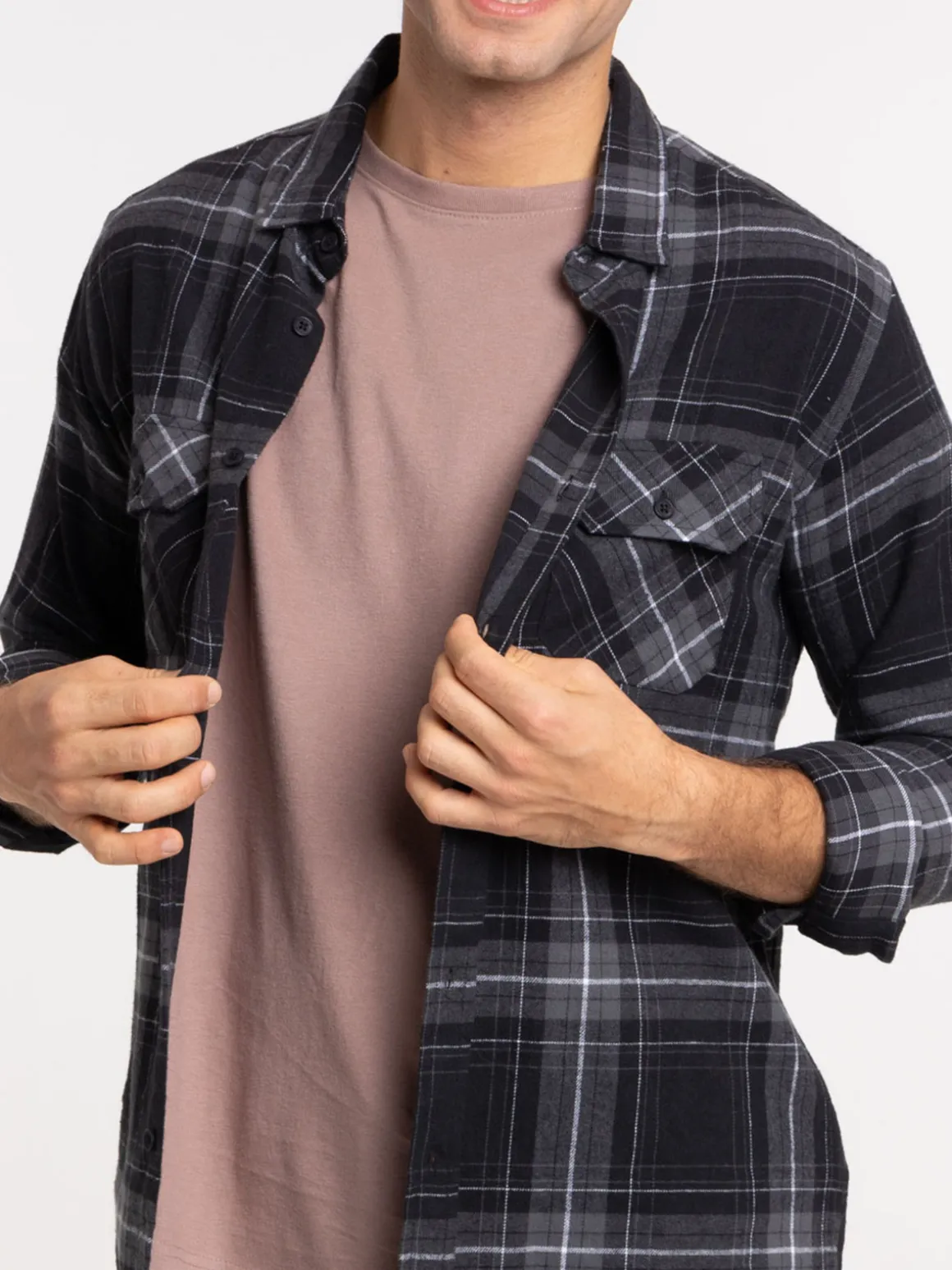Chemise à carreaux noir homme