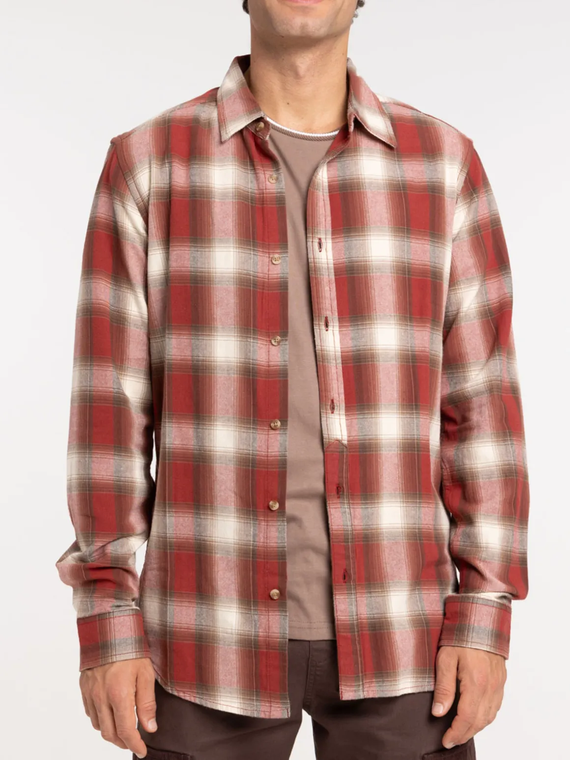 Chemise à carreaux terracotta homme