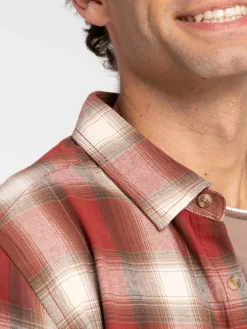 Chemise à carreaux terracotta homme