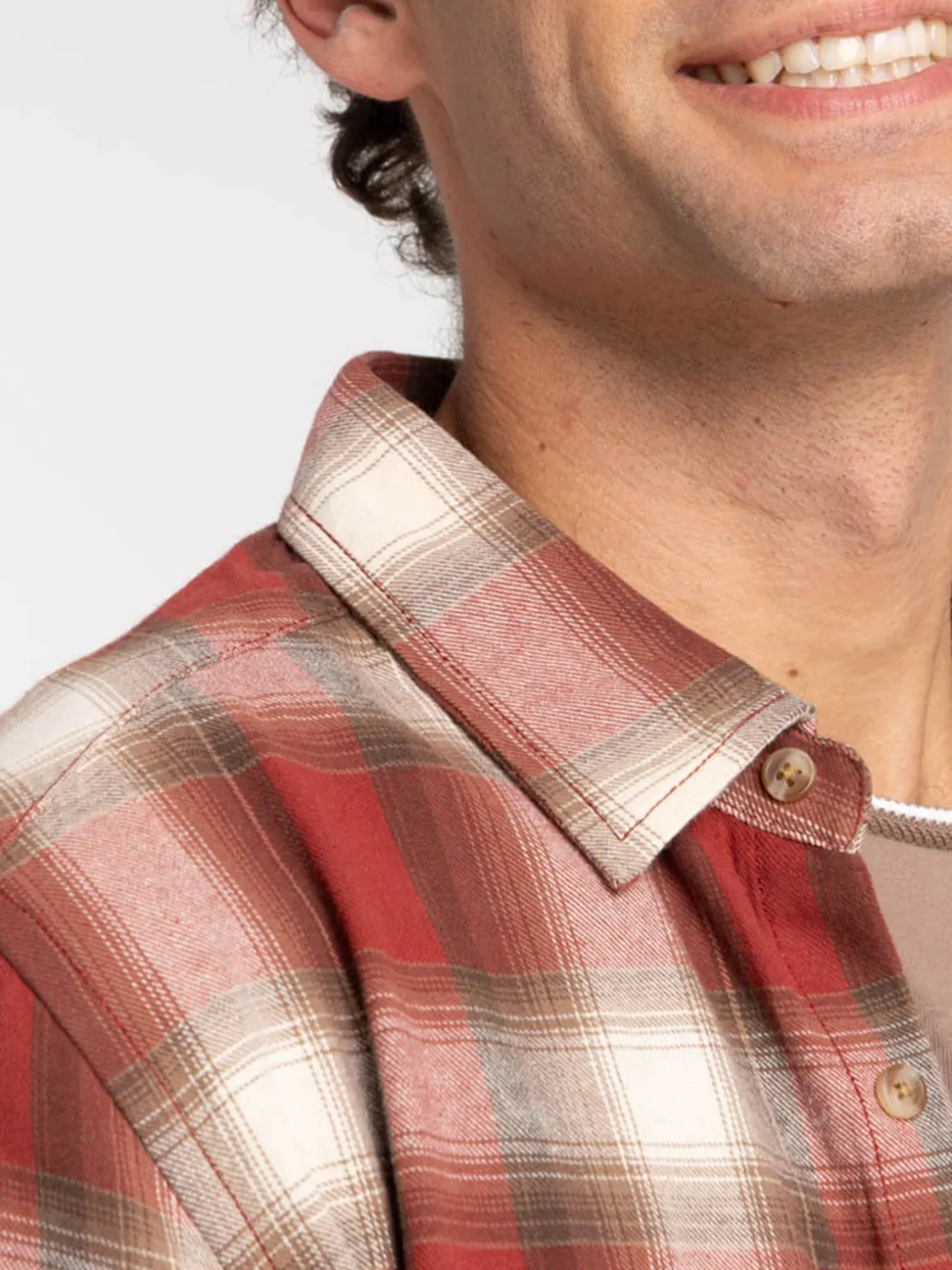 Chemise à carreaux terracotta homme