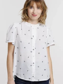 Chemise coeurs brodés femme