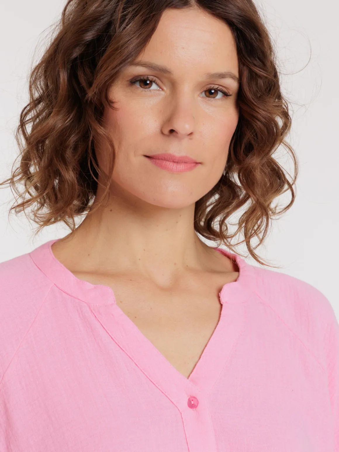 Chemise col tunisien bubble pink femme