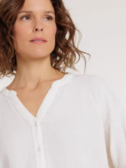 Chemise col tunisien coquille femme