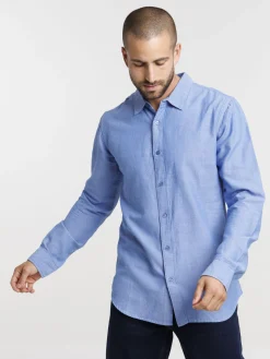 Chemise coton bleue homme