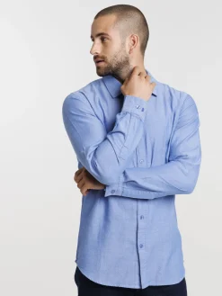 Chemise coton bleue homme