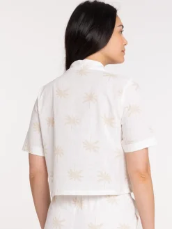 Chemise courte femme motif palmier