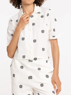 Chemise courte imprimée femme