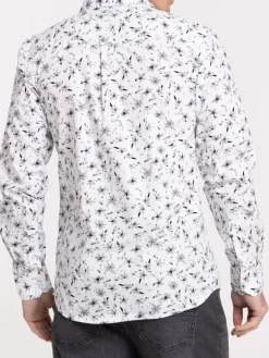 Chemise écru fleurie homme