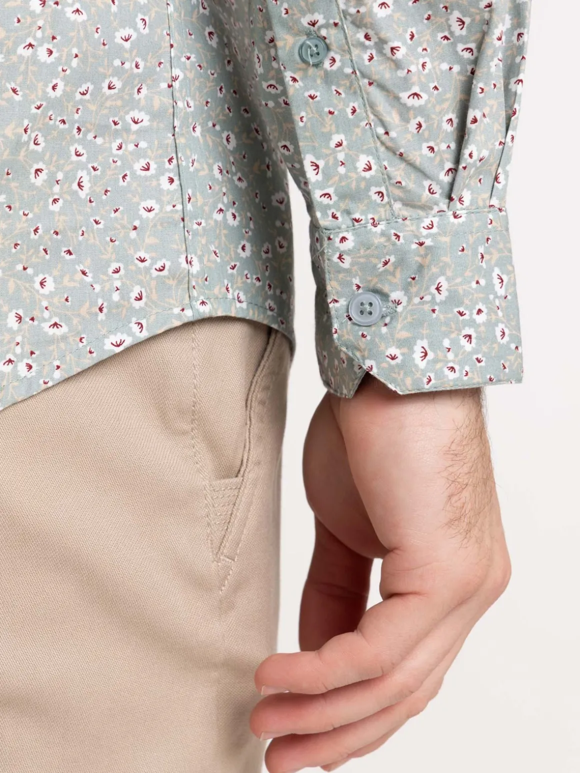 Chemise écru fleurie homme