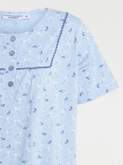 Chemise de nuit bleue fleurie femme