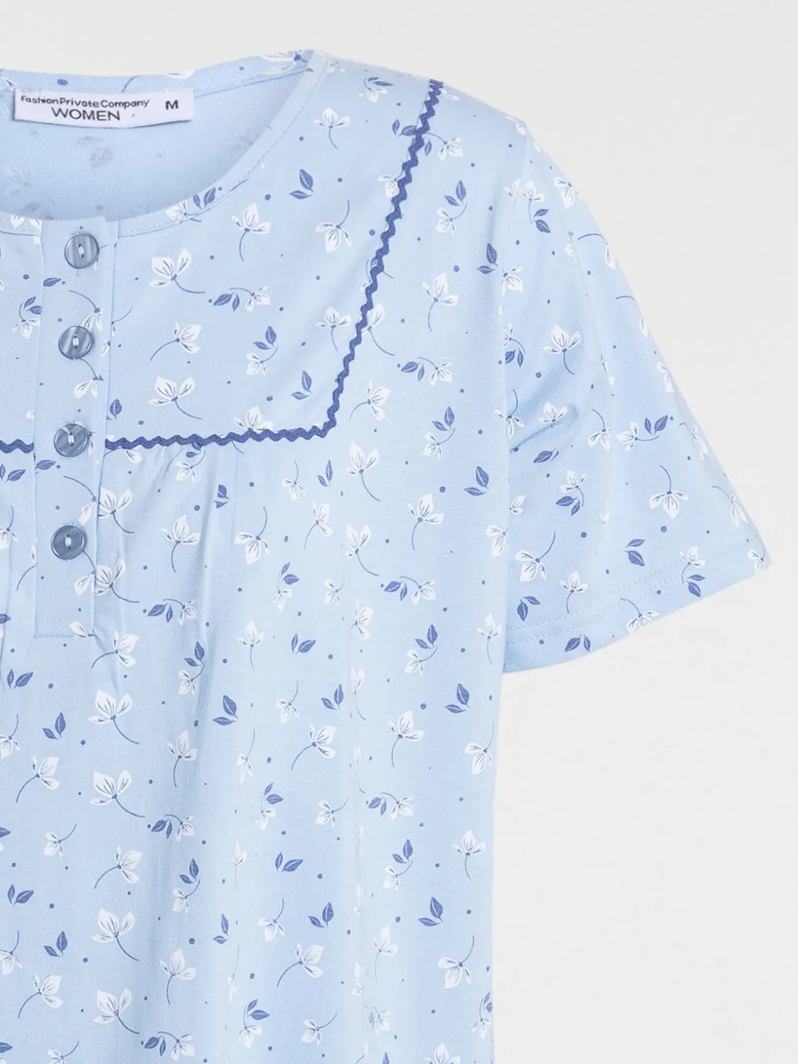 Chemise de nuit bleue fleurie femme