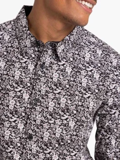 Chemise fleurie noire homme