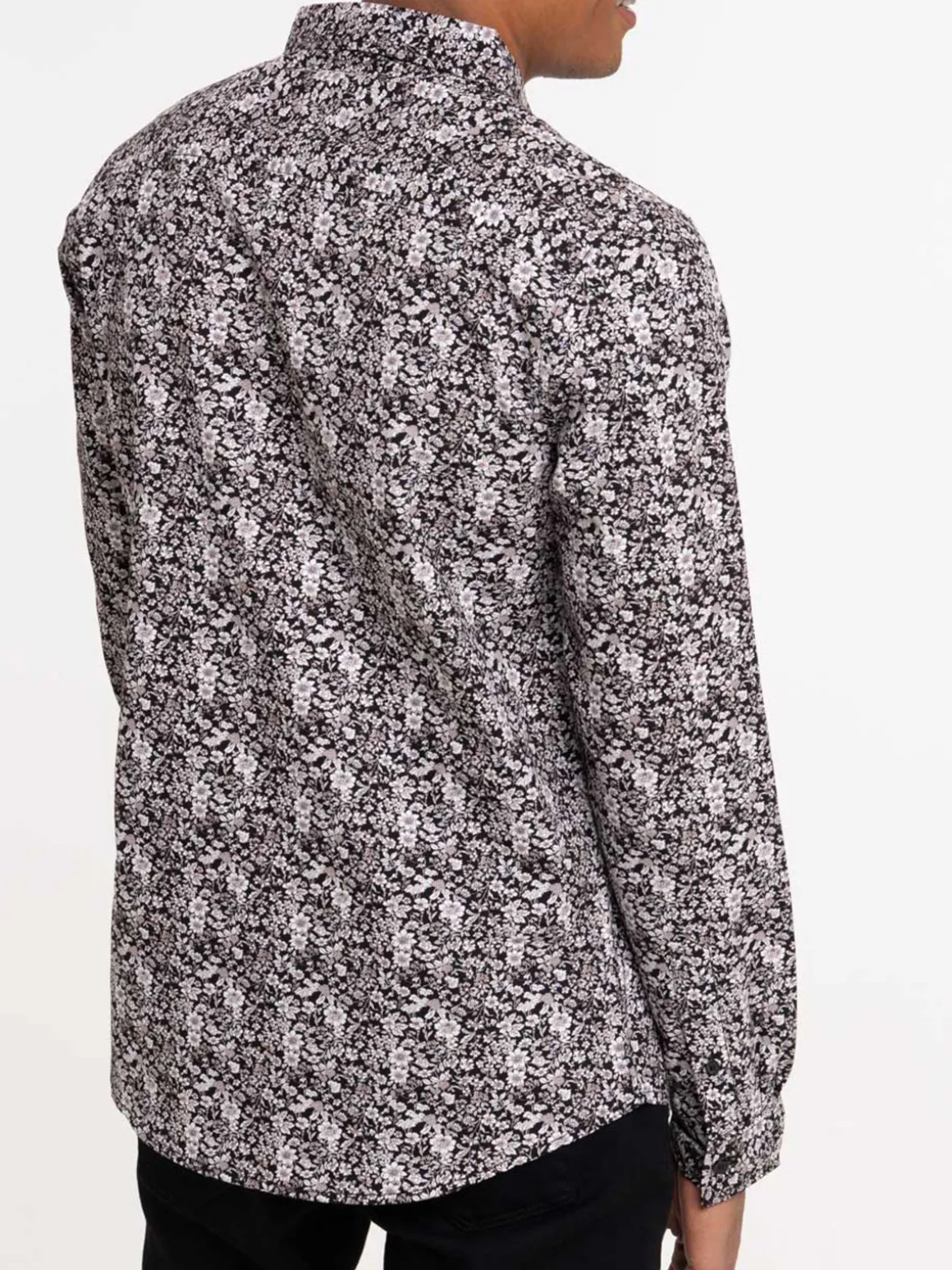 Chemise fleurie noire homme