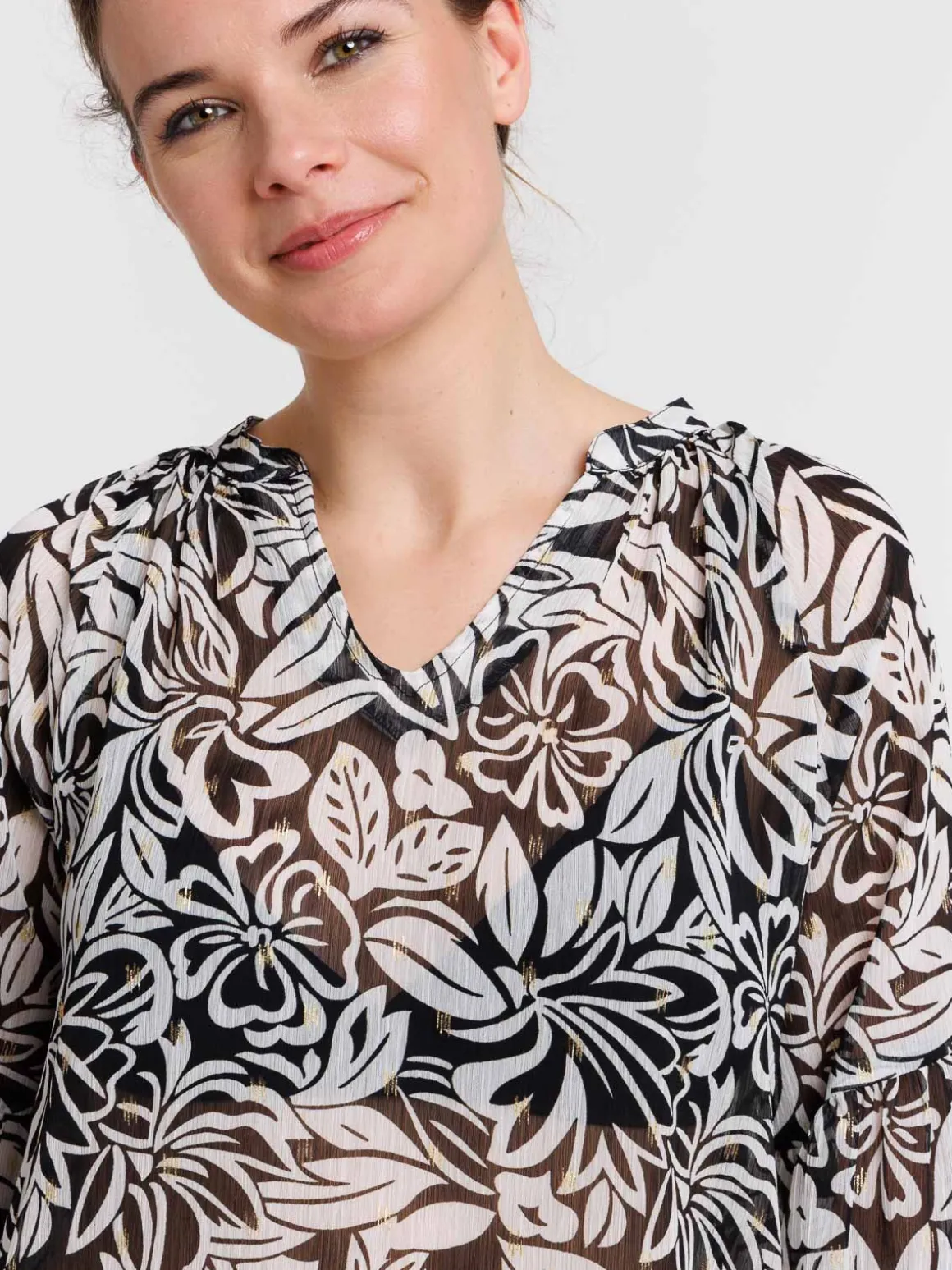 Chemise florale manches longues femme