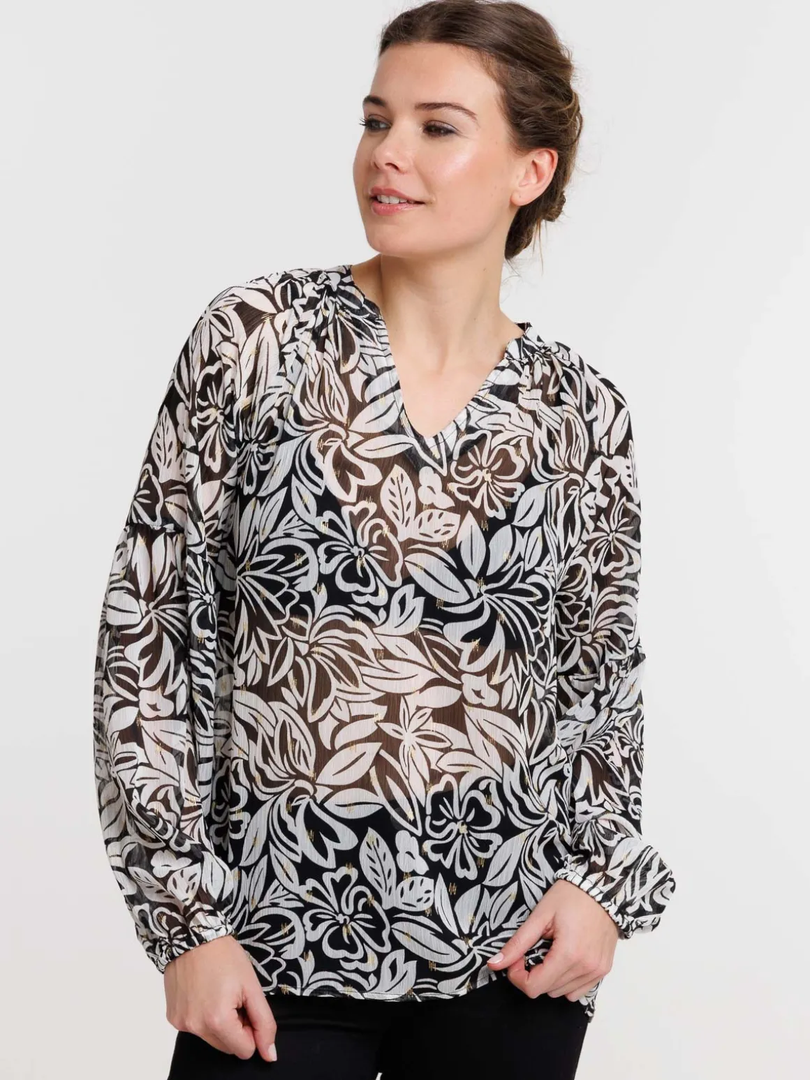 Chemise florale manches longues femme