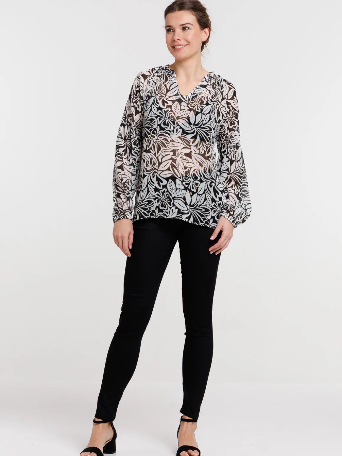 Chemise florale manches longues femme