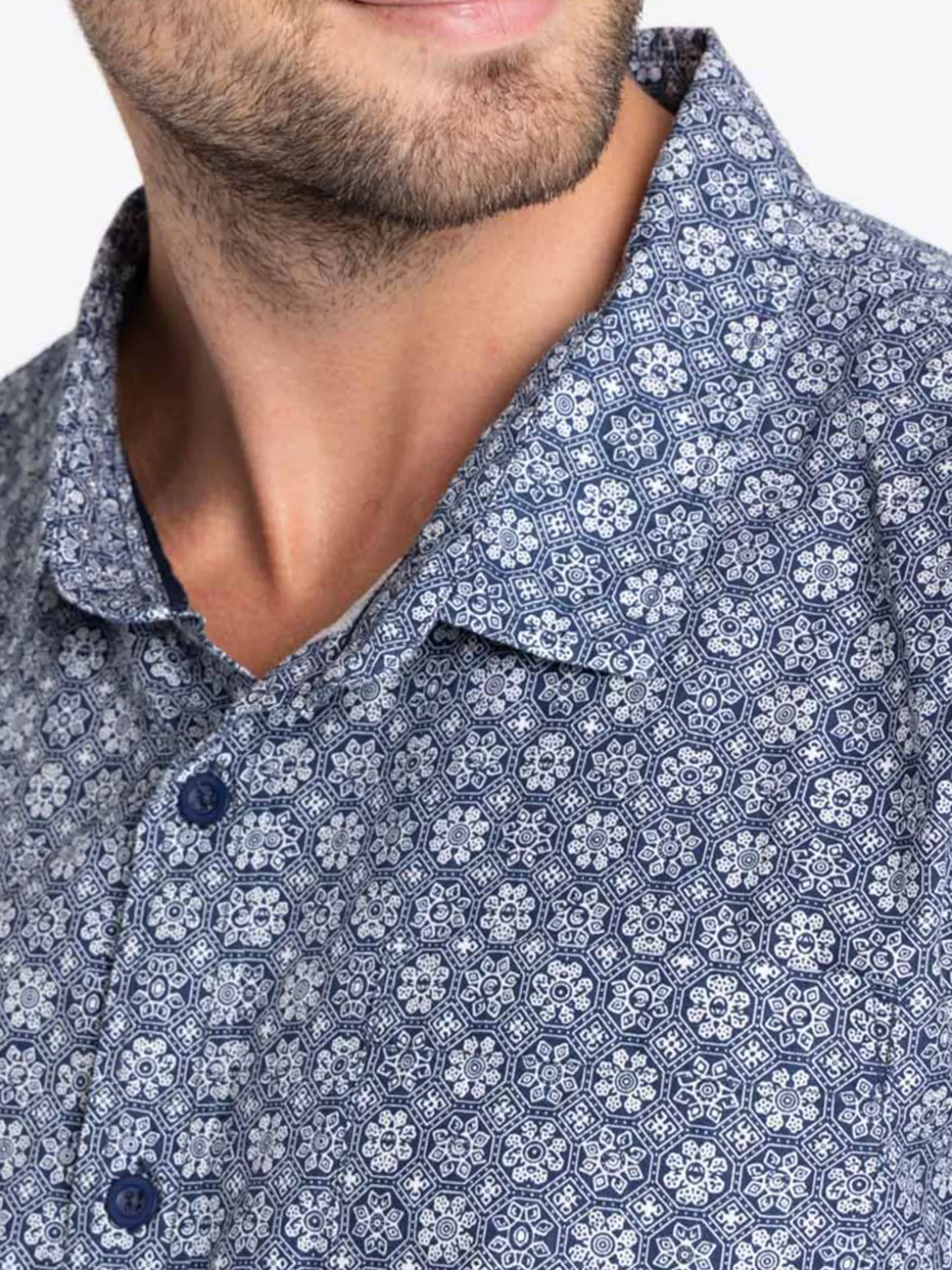 Chemise homme imprimée marine navy