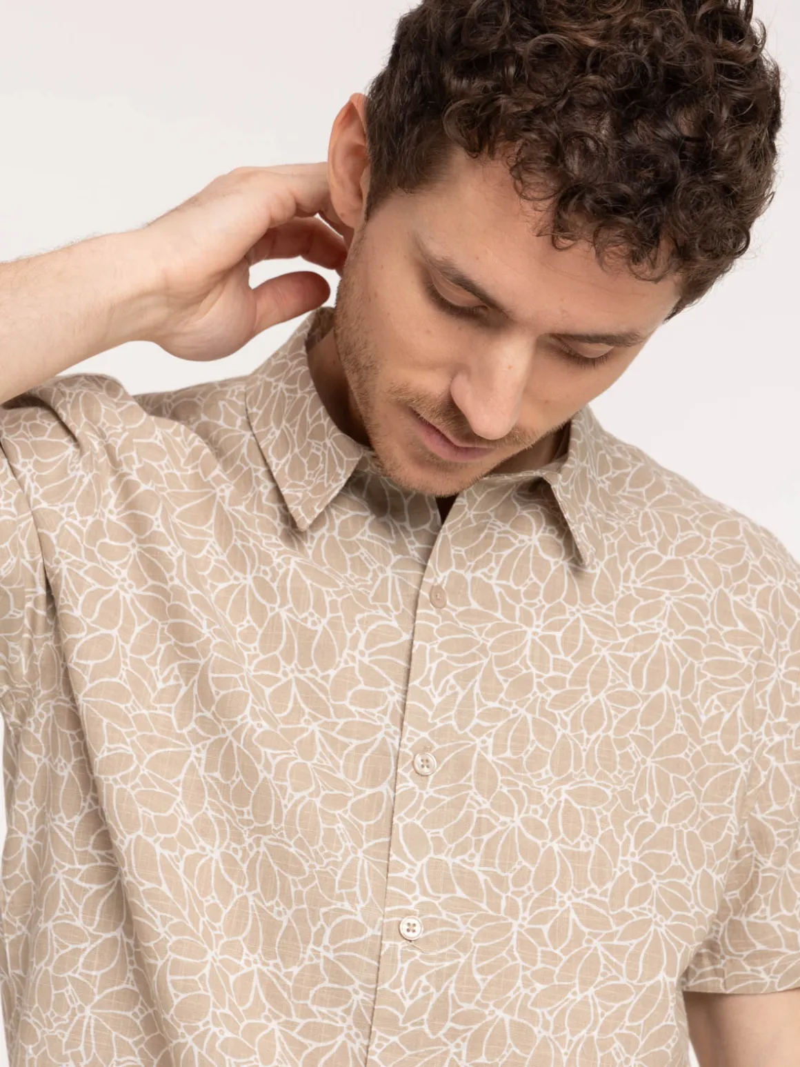Chemise homme imprimée taupe