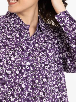 Chemise imprimée fleurie courte femme