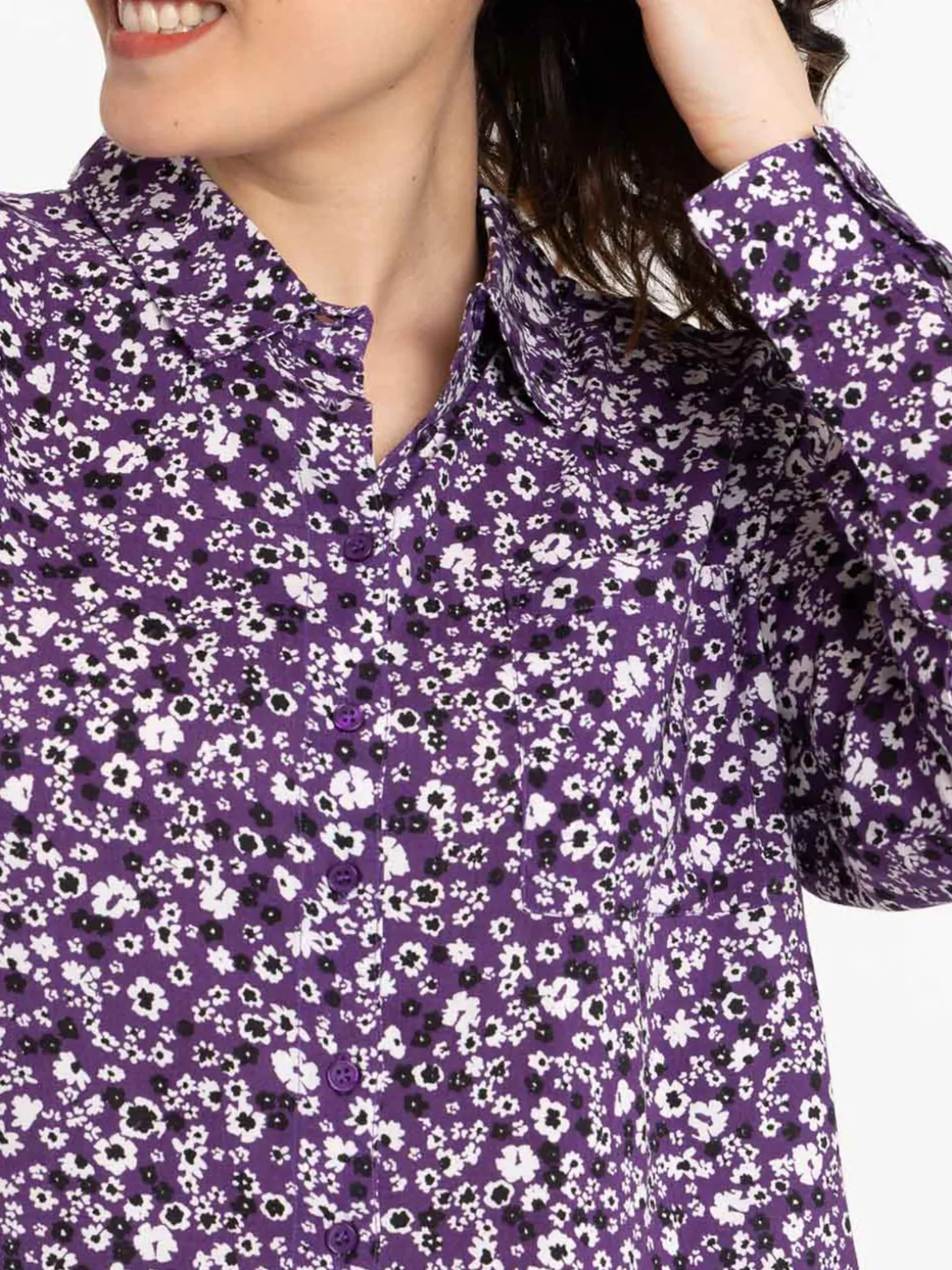 Chemise imprimée fleurie courte femme