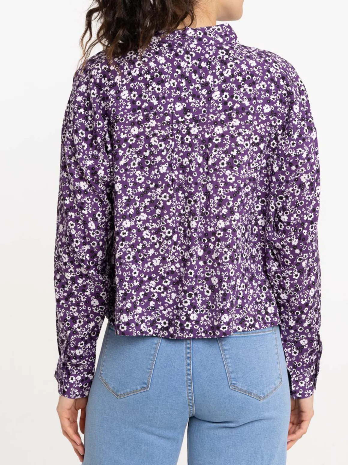 Chemise imprimée fleurie courte femme