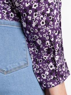 Chemise imprimée fleurie courte femme