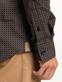 Chemise imprimée graphique noire homme
