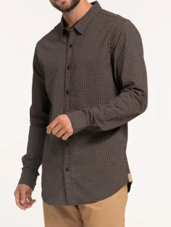 Chemise imprimée graphique noire homme