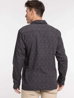 Chemise imprimée noire homme
