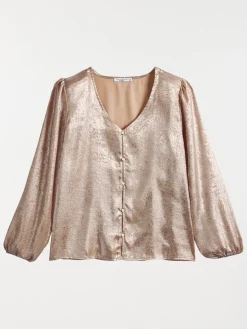 Chemise lamée dorée femme