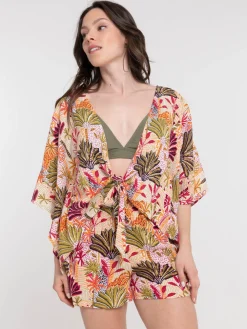 Chemise manches courtes tropicale femme