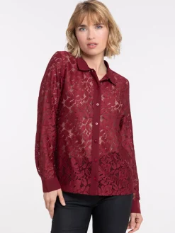 Chemise manches longues dentelle femme