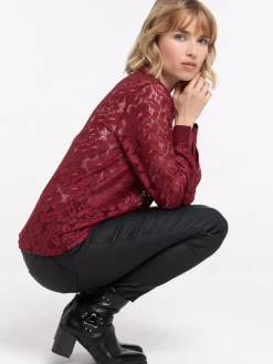 Chemise manches longues dentelle femme
