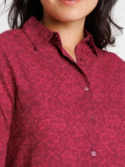 Chemise manches longues fleurie femme