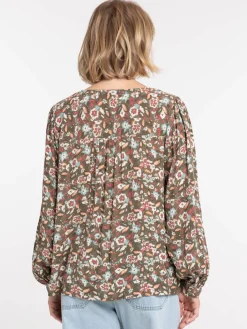 Chemise manches longues fleurie femme