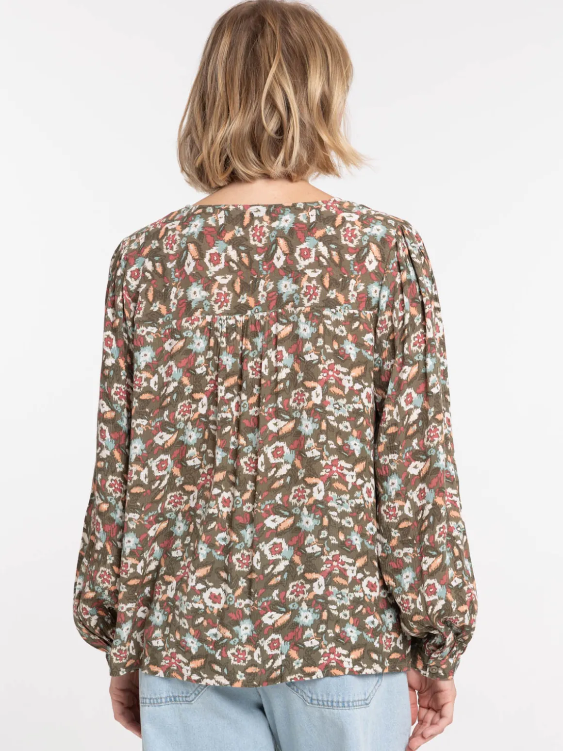 Chemise manches longues fleurie femme