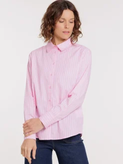 Chemise manches longues rayée femme
