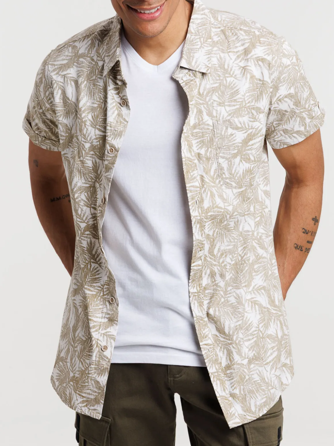 Chemise motif feuilles de palmier homme