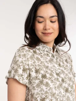 Chemise motif palmier femme