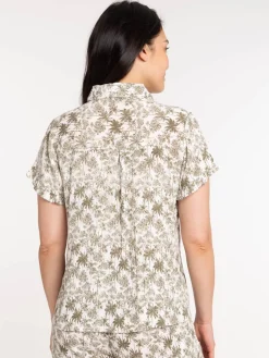 Chemise motif palmier femme