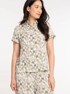 Chemise motif palmier femme