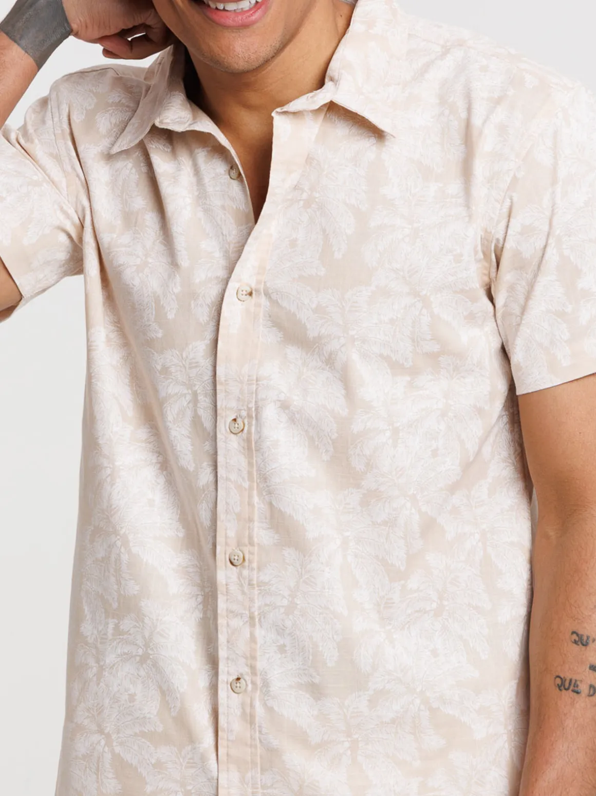 Chemise motif palmier homme