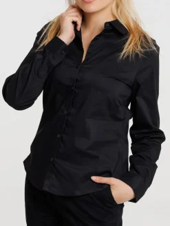 Chemise noire manches longues femme