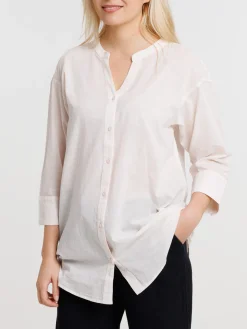 Chemise oversized crème grisée femme
