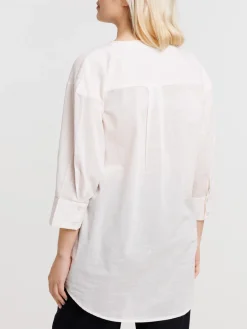 Chemise oversized crème grisée femme